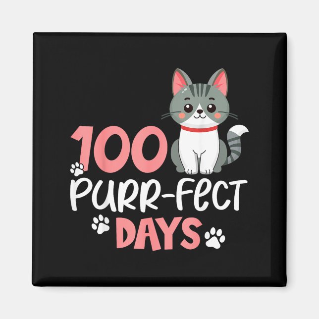Aimant 100 jours parfaits pour l'amant de chat 100ème jou (Devant)
