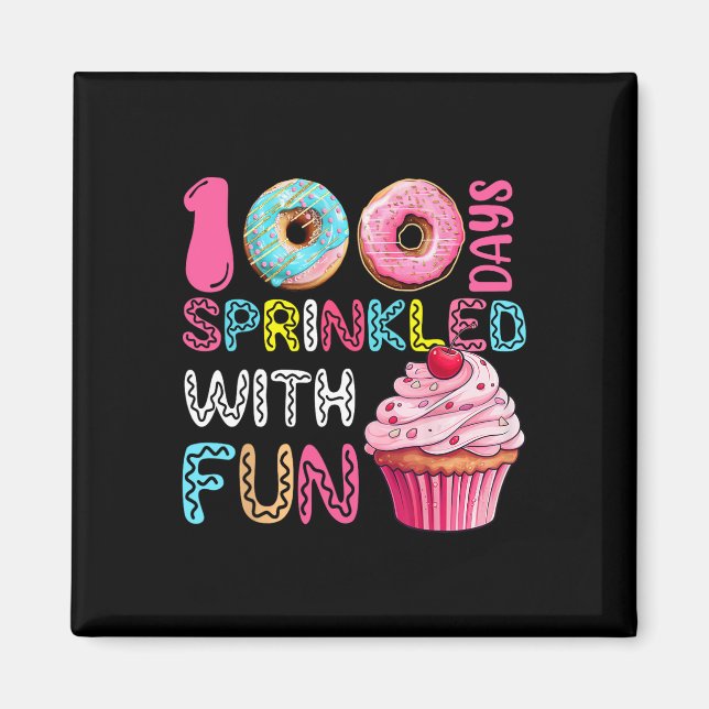 Aimant 100 jours parsemés de cupcakes amusants 100e jour  (Devant)