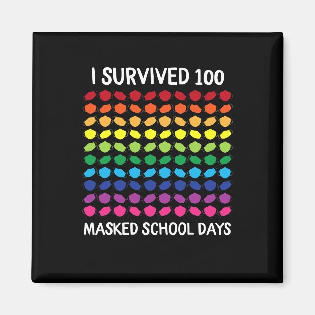 Aimant 100 Jours scolaires masqués 100e Jour de l'école (Devant)