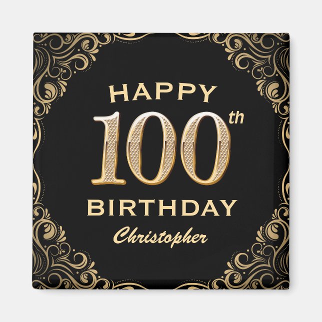 Aimant 100e anniversaire de la Parties scintillant Noir e (Devant)