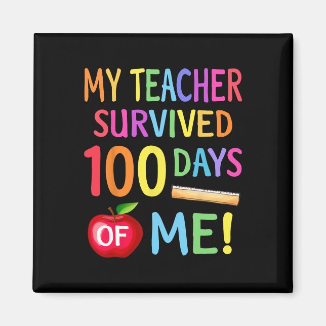 Aimant 100e Jour De L'École 100 Jours De L'Enseignant Stu (Devant)