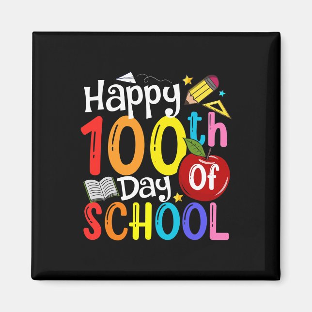 Aimant 100e Jour De L'École Enseignants Étudiants Heureux (Devant)