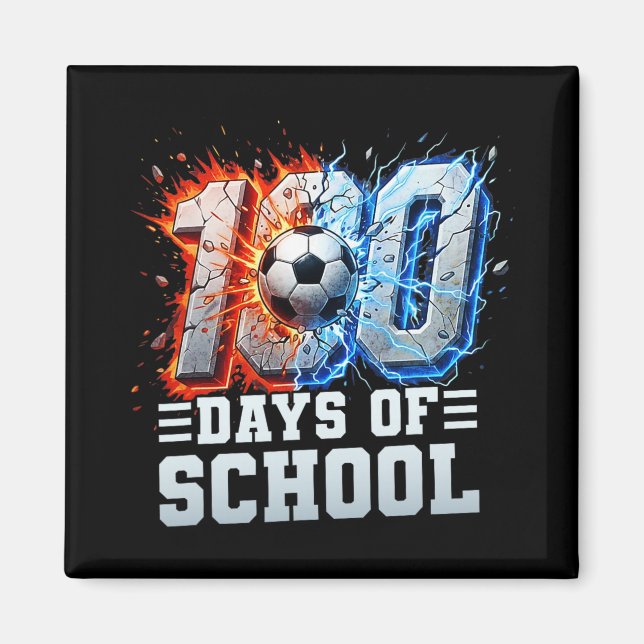 Aimant 100e jour de soccer à l'école 100 jours d'école ga (Devant)