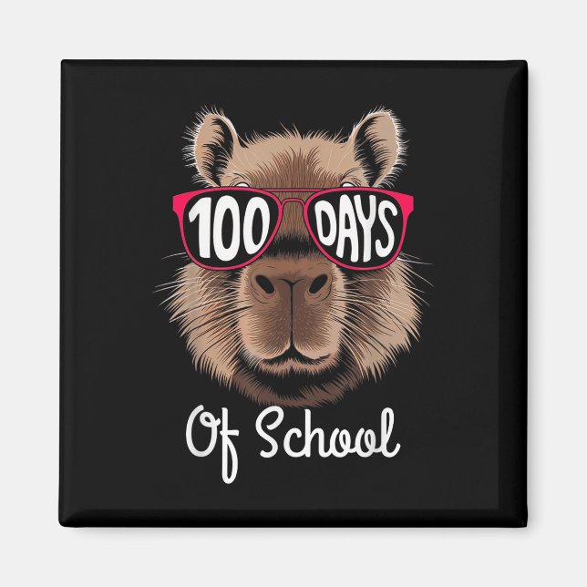 Aimant 100ème Jour De Cool D'École Capybara 100 Jours Plu (Devant)