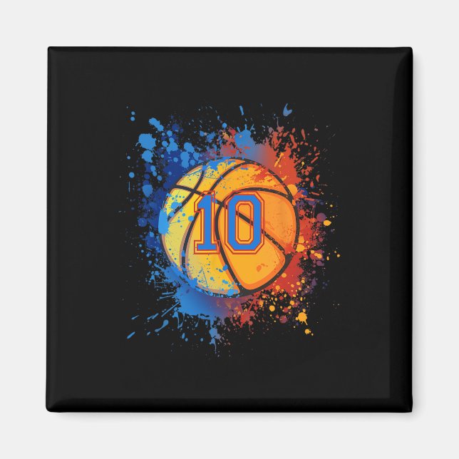 Aimant 10 Ans 10e Anniversaire Bysketbyll Cadeau Pour Gar (Devant)