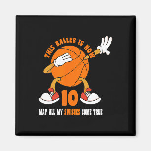 Aimant 10 ans Joyeux 10e anniversaire Basketball 10e Bi