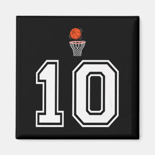 Aimant 10 Nombre Style Basketball Vintage Blanc Premium