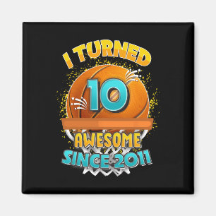 Aimant 10e anniversaire de basket-ball J'ai tourné 10 ans