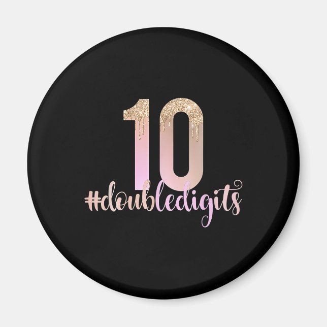 Aimant 10e anniversaire Double chiffres filles Peach Ombr (Devant)