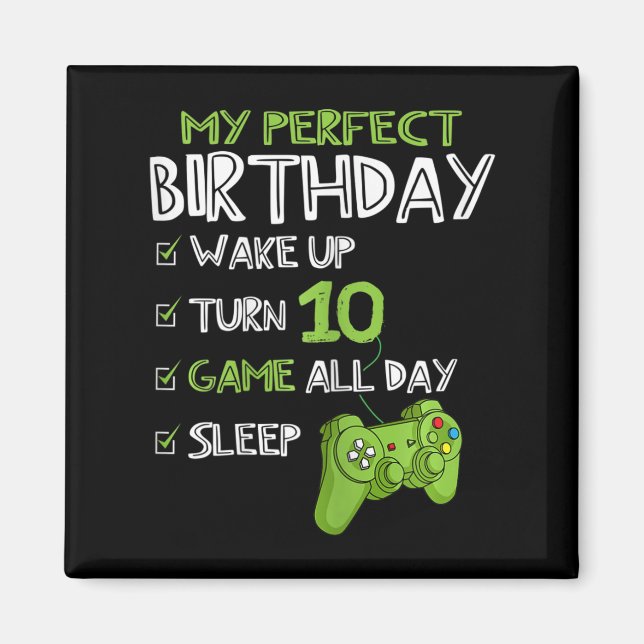 Aimant 10e Anniversaire Jeu 10 Ans Parfait Gamer Gi (Devant)