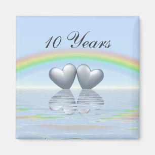 Aimant 10e anniversaire Tin Hearts