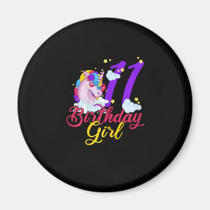 Aimant 11 Years Old Birthday Girl Unicorn 11