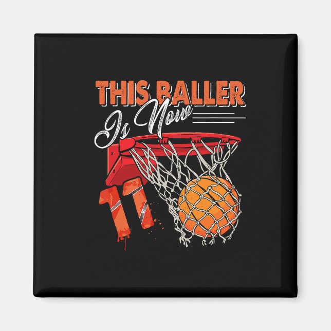 Aimant 11e anniversaire Bysketbyll Amusants 11 ans Enfant (Devant)