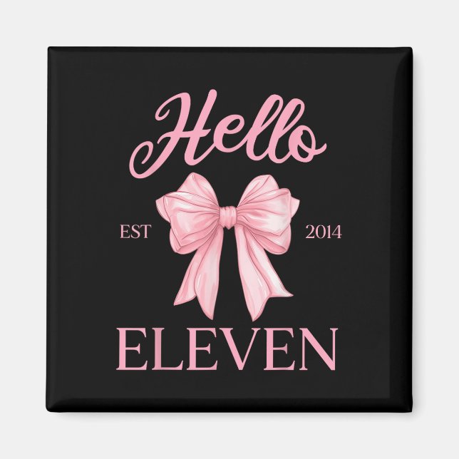 Aimant 11e anniversaire fille mignonne Coquette Bow Bonjo (Devant)