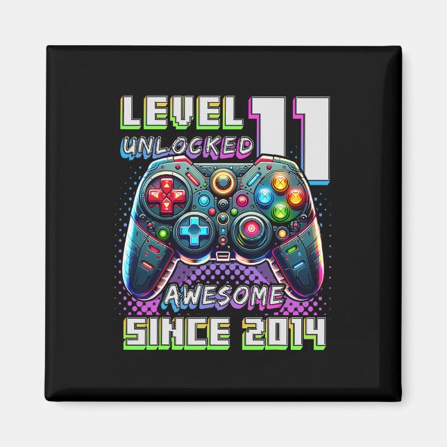 Aimant 11e anniversaire Garçon niveau 11 Jeu 11 ans Jeu v (Devant)