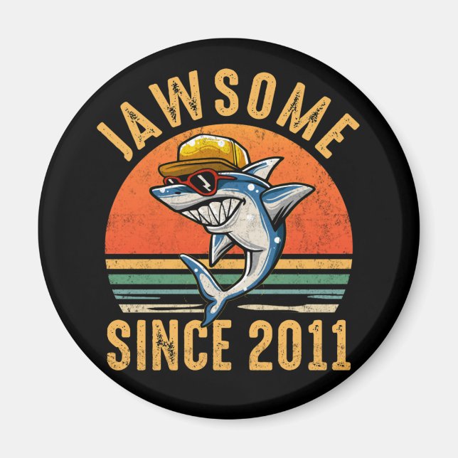 Aimant 11e anniversaire Requin 11 ans Jawsome depuis 2011 (Devant)