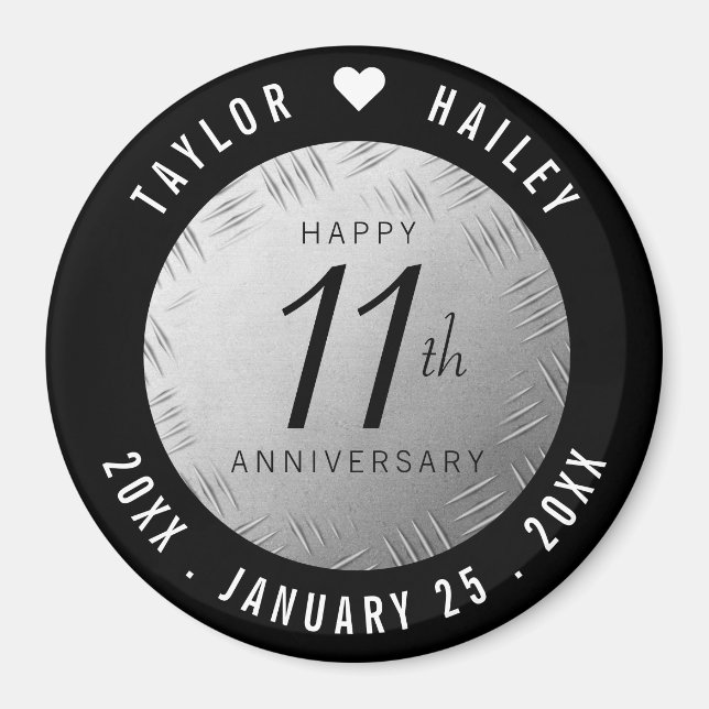 Aimant 11ème anniversaire de Mariage en acier (Devant)