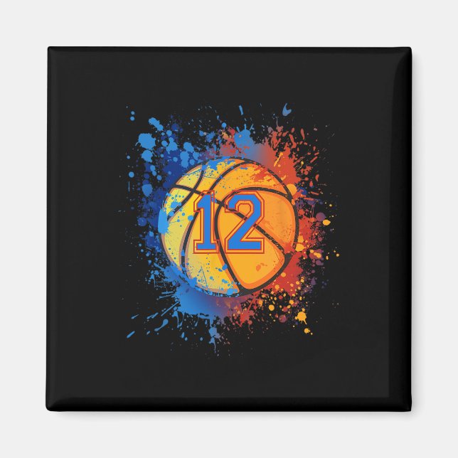 Aimant 12 Ans 12e Anniversaire Bysketbyll Cadeau Pour Gar (Devant)