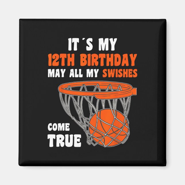 Aimant 12 ans Joyeux 12e anniversaire Basketball 12e Bi (Devant)