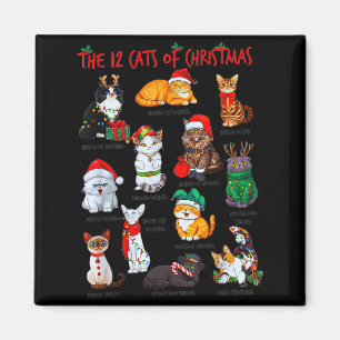 Aimant 12 Chats de Noël Drôle de Vacances Xmas Amoureux d