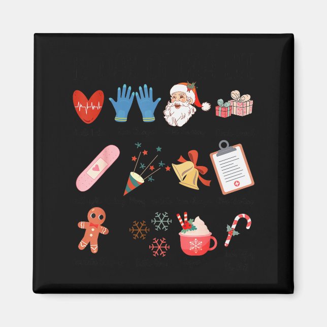 Aimant 12 Days Of Cna Life Nurse Merry Christmas Pajamas  (Devant)