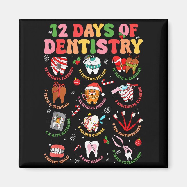 Aimant 12 Days Of Dentistry Dentist Xmas Tooth Christmas  (Devant)