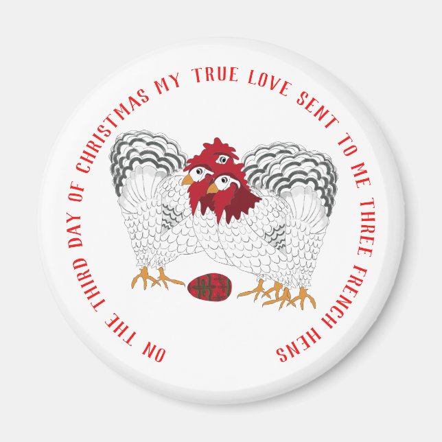 Aimant 12 Jours de Noël 3 poules françaises (Devant)