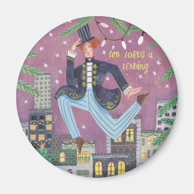 Aimant 12 jours de Noël dix seigneurs un saut (Devant)