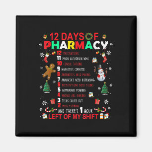 Aimant 12 Jours de pharmacie Funny Noël Pharmacien Tec
