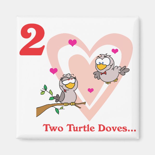 Aimant 12 jours deux tourterelles d'amour (Devant)