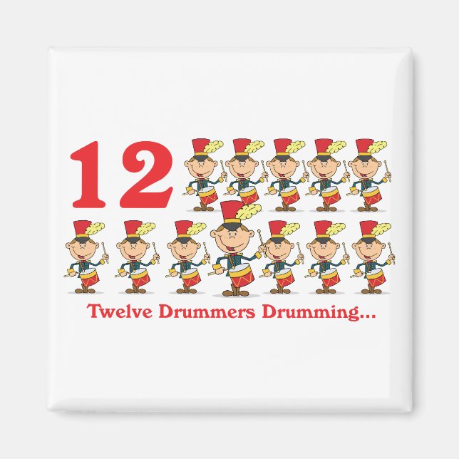 Aimant 12 jours douze batteurs tambourinant (Devant)
