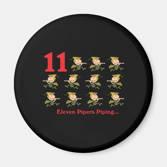 Aimant 12 jours onze joueurs de pipeau (Devant)
