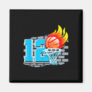 Aimant 12 Year Old 12th Basketball Birthday Party Theme B