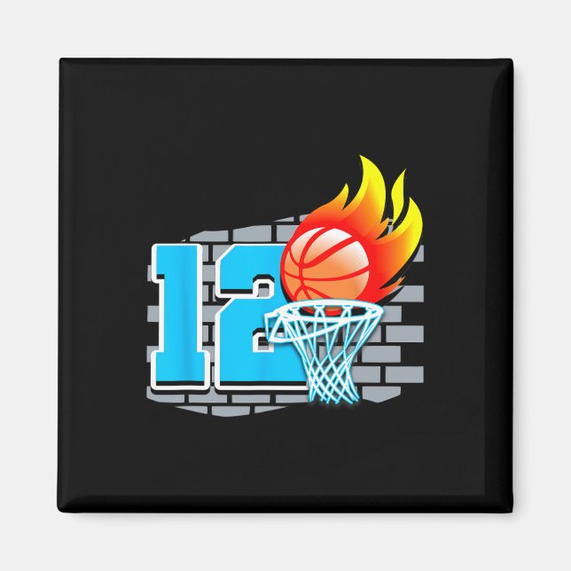 Aimant 12 Year Old 12th Basketball Birthday Party Theme B (Devant)
