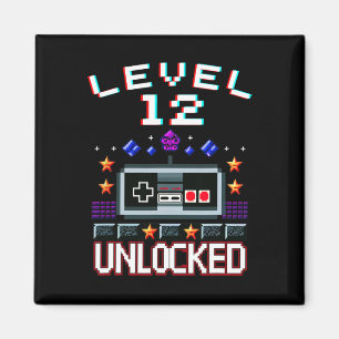 Aimant 12e anniversaire garçon niveau 12 déverrouillé jeu