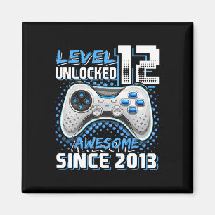 Aimant 12e anniversaire garçon niveau 12 gamer 12 ans jeu