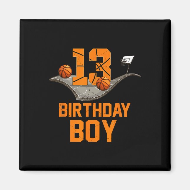 Aimant 13e anniversaire Bysketbyll Jersey 13 ans Garçon (Devant)