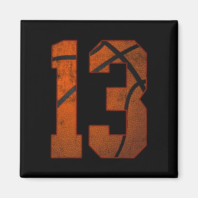 Aimant 13e Birthday Party Thirteen 13 Year Old Basketbal (Devant)