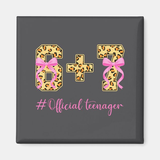 Aimant 13th Birthday Girl Nk Coquette Bow Leopard 6+7 Yea (Devant)