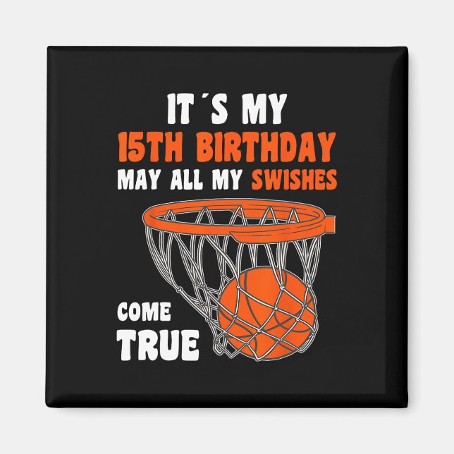 Aimant 15 ans Joyeux 15e anniversaire Basketball 15e Bi (Devant)