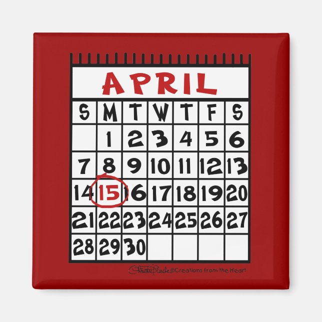 Aimant 15 avril - Humour fiscal (Devant)