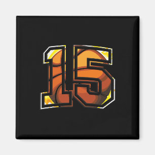 Aimant 15e anniversaire Bysketbyll Cadeau Pour Joueur Num