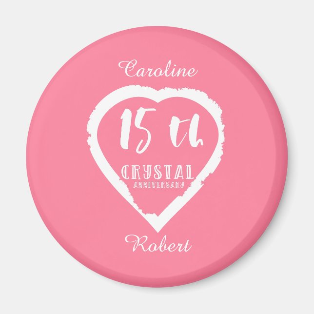 Aimant 15e anniversaire du Mariage cristal traditionnel (Devant)