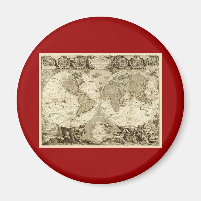 Aimant 1708 World Map by Jean Baptiste Nolin (Devant)