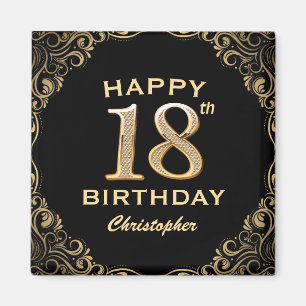 Aimant 18e anniversaire de la Parties scintillant Noir et
