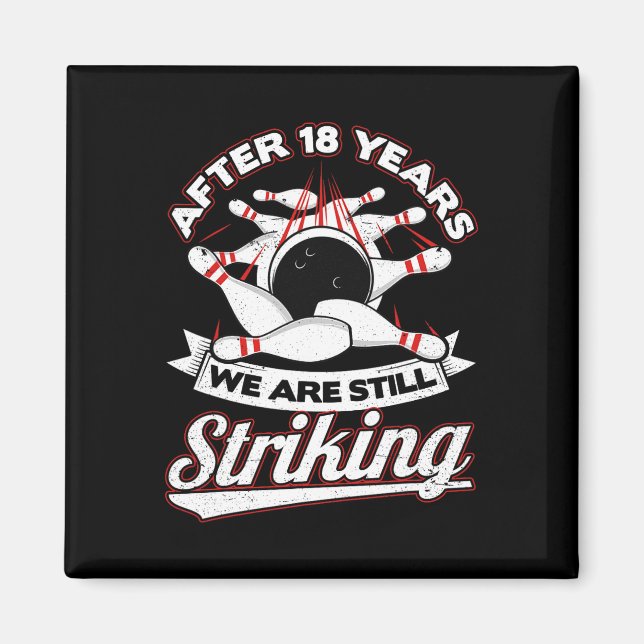 Aimant 18e anniversaire du Mariage Bowling Striking 18 an (Devant)
