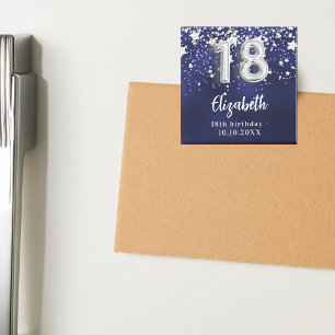 Aimant 18e anniversaire marine bleu argent étoiles