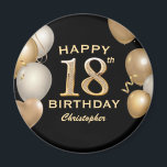 Aimant 18th Birthday Party Black and Gold Balloons<br><div class="desc">18th Birthday Party Black and Gold Balloons and Confetti Magnet. For further customization,  please click the "Customize it" button and use our design tool to modify this template.</div>