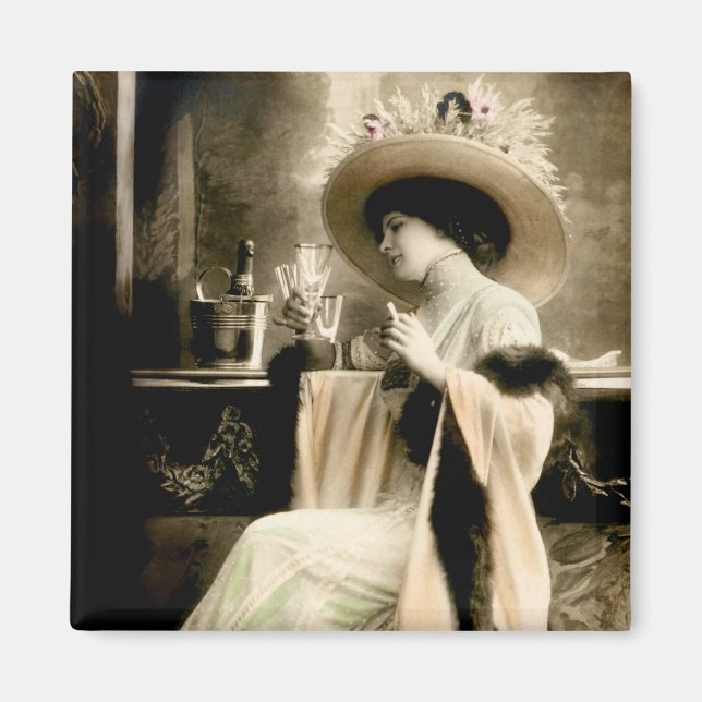 Aimant 1900 Une Parisienne Boire Du Champagne (Devant)