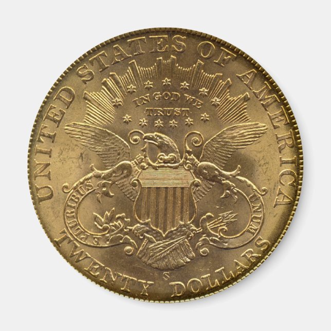 Aimant 1904 Vingt dollars pièce, dossier (queues) ou 20 $ (Devant)
